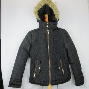 Jacket Coat Women's Small Winter Black Puffer Hooded Insulated Ladies Casual